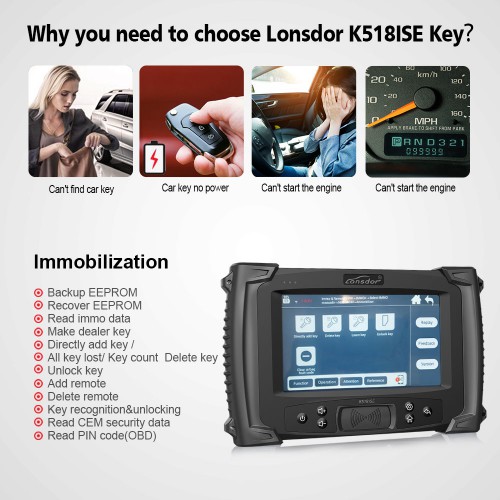 2023 Lonsdor K518ISE Key Programmer Support VW 4th 5th IMMO& BMW FEM/EDC & Toyota H Chip Key Programming