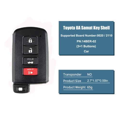 Lonsdor 8A/0020/2110 Toyota Smart Key Shell 1742 Type 3+1 Buttons with logo 5pcs/lot